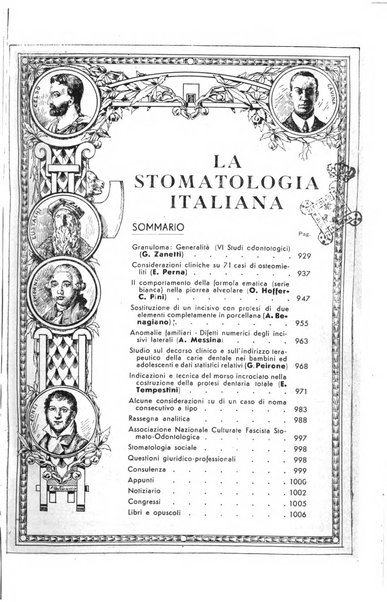 La stomatologia italiana organo ufficiale della Associazione nazionale culturale fascista stomato-odontologica