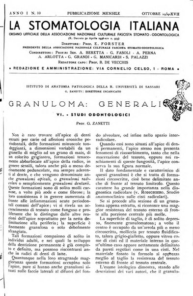 La stomatologia italiana organo ufficiale della Associazione nazionale culturale fascista stomato-odontologica