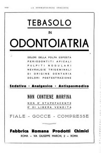 La stomatologia italiana organo ufficiale della Associazione nazionale culturale fascista stomato-odontologica