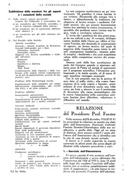 La stomatologia italiana organo ufficiale della Associazione nazionale culturale fascista stomato-odontologica