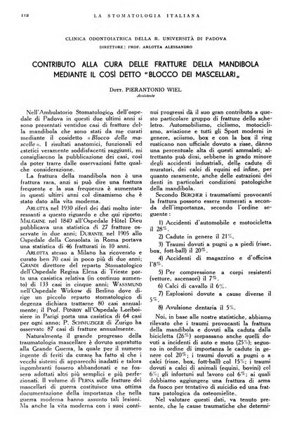 La stomatologia italiana organo ufficiale della Associazione nazionale culturale fascista stomato-odontologica