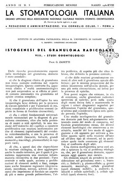 La stomatologia italiana organo ufficiale della Associazione nazionale culturale fascista stomato-odontologica