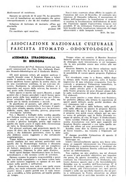 La stomatologia italiana organo ufficiale della Associazione nazionale culturale fascista stomato-odontologica