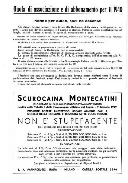 La stomatologia italiana organo ufficiale della Associazione nazionale culturale fascista stomato-odontologica