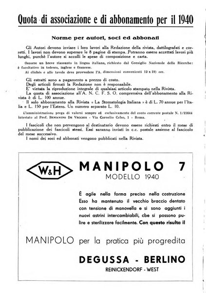 La stomatologia italiana organo ufficiale della Associazione nazionale culturale fascista stomato-odontologica