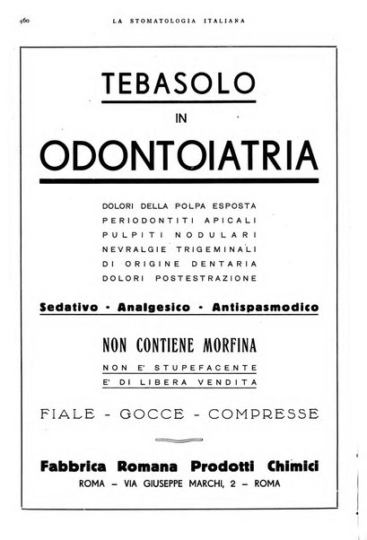 La stomatologia italiana organo ufficiale della Associazione nazionale culturale fascista stomato-odontologica