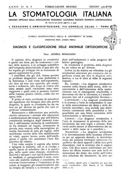 La stomatologia italiana organo ufficiale della Associazione nazionale culturale fascista stomato-odontologica