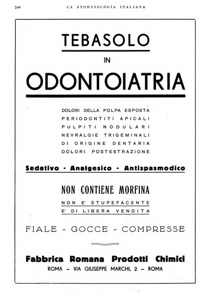 La stomatologia italiana organo ufficiale della Associazione nazionale culturale fascista stomato-odontologica