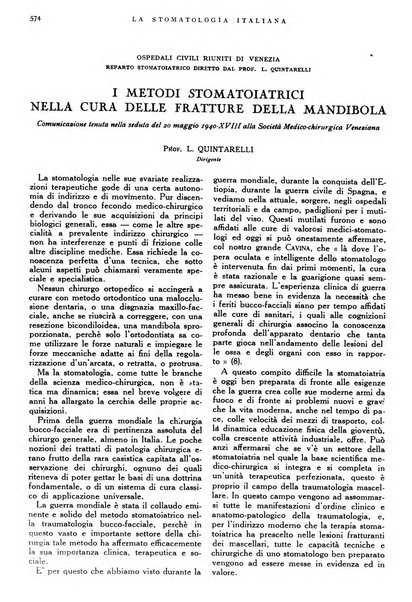 La stomatologia italiana organo ufficiale della Associazione nazionale culturale fascista stomato-odontologica