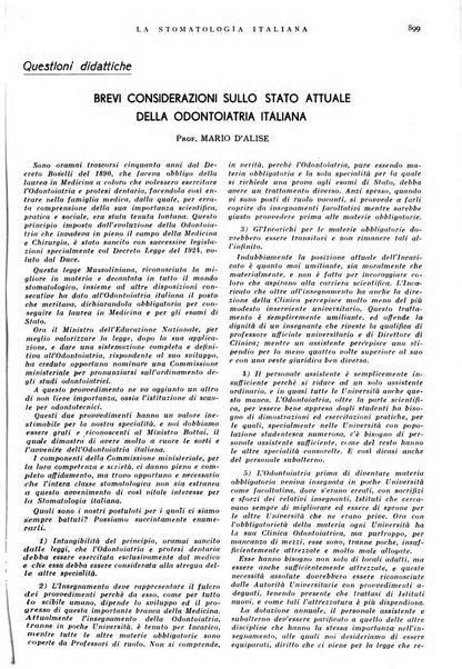 La stomatologia italiana organo ufficiale della Associazione nazionale culturale fascista stomato-odontologica