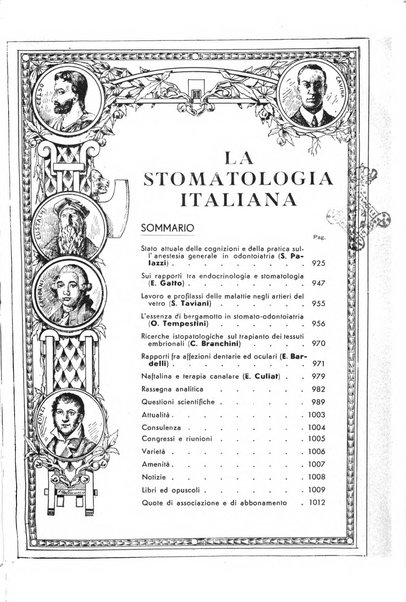 La stomatologia italiana organo ufficiale della Associazione nazionale culturale fascista stomato-odontologica