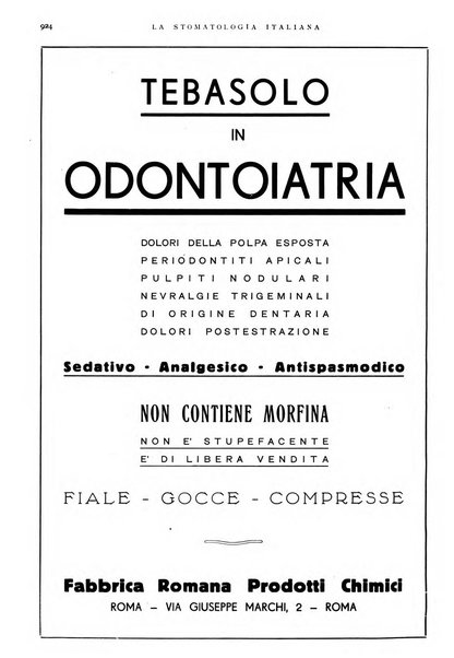 La stomatologia italiana organo ufficiale della Associazione nazionale culturale fascista stomato-odontologica