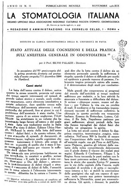 La stomatologia italiana organo ufficiale della Associazione nazionale culturale fascista stomato-odontologica