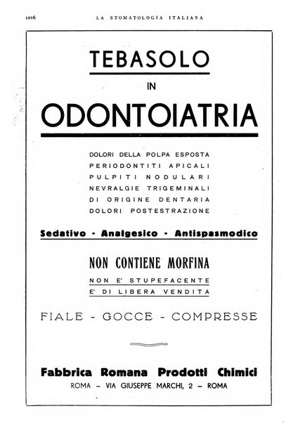 La stomatologia italiana organo ufficiale della Associazione nazionale culturale fascista stomato-odontologica