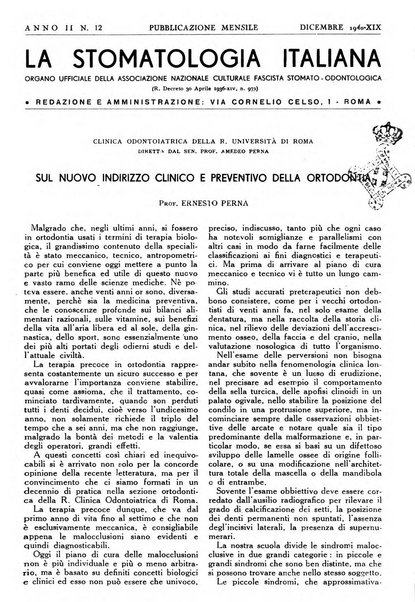 La stomatologia italiana organo ufficiale della Associazione nazionale culturale fascista stomato-odontologica