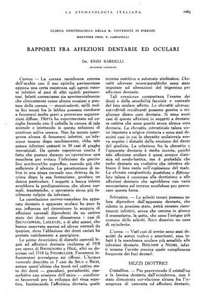 La stomatologia italiana organo ufficiale della Associazione nazionale culturale fascista stomato-odontologica