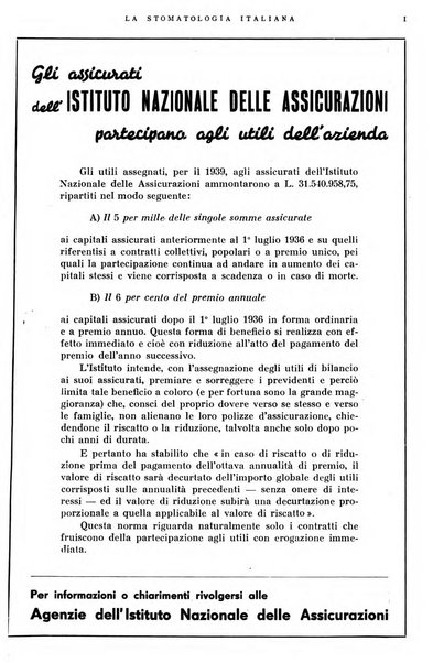 La stomatologia italiana organo ufficiale della Associazione nazionale culturale fascista stomato-odontologica