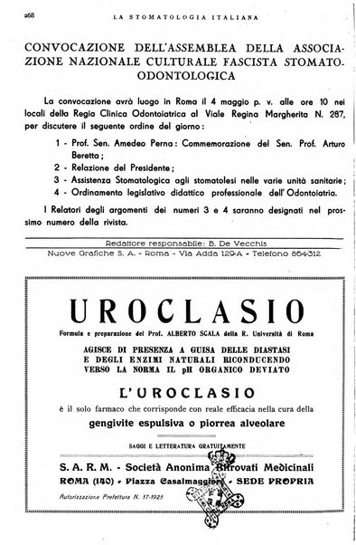 La stomatologia italiana organo ufficiale della Associazione nazionale culturale fascista stomato-odontologica