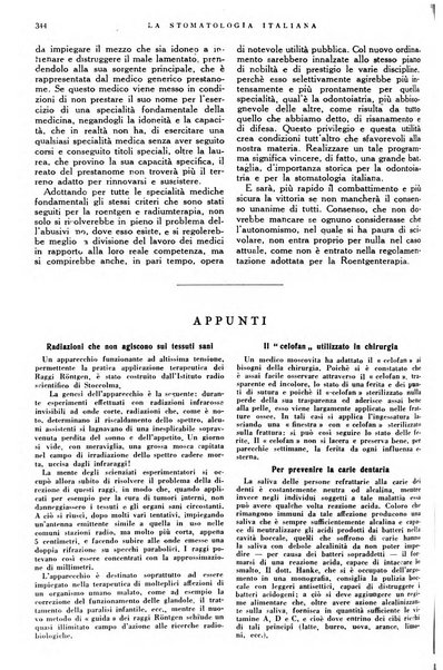 La stomatologia italiana organo ufficiale della Associazione nazionale culturale fascista stomato-odontologica