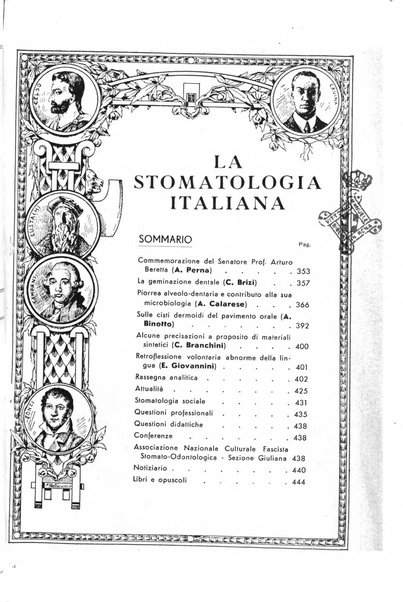 La stomatologia italiana organo ufficiale della Associazione nazionale culturale fascista stomato-odontologica