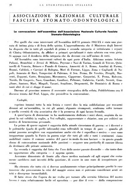 La stomatologia italiana organo ufficiale della Associazione nazionale culturale fascista stomato-odontologica