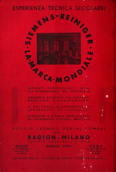 La stomatologia italiana organo ufficiale della Associazione nazionale culturale fascista stomato-odontologica