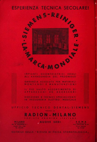 La stomatologia italiana organo ufficiale della Associazione nazionale culturale fascista stomato-odontologica