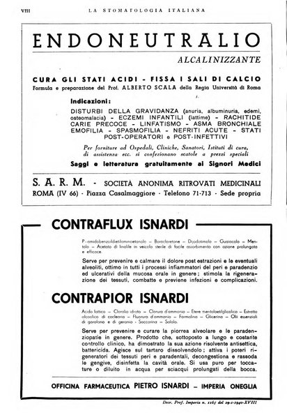 La stomatologia italiana organo ufficiale della Associazione nazionale culturale fascista stomato-odontologica