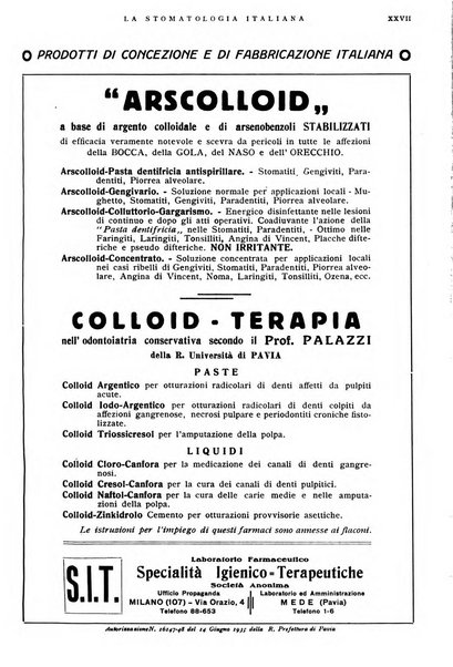 La stomatologia italiana organo ufficiale della Associazione nazionale culturale fascista stomato-odontologica