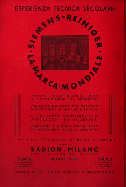 La stomatologia italiana organo ufficiale della Associazione nazionale culturale fascista stomato-odontologica