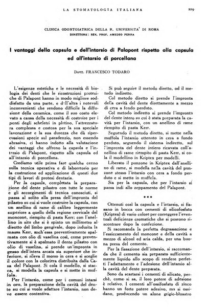 La stomatologia italiana organo ufficiale della Associazione nazionale culturale fascista stomato-odontologica