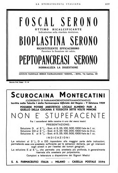 La stomatologia italiana organo ufficiale della Associazione nazionale culturale fascista stomato-odontologica