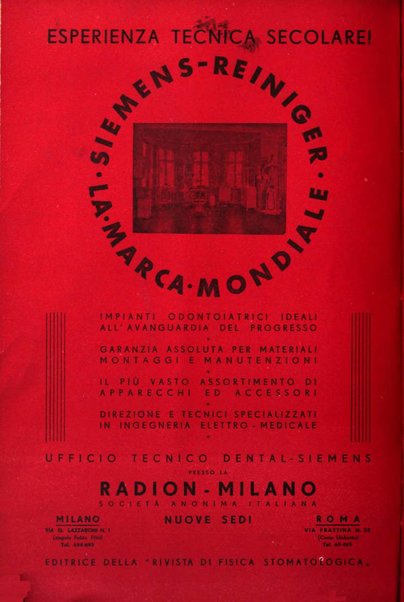 La stomatologia italiana organo ufficiale della Associazione nazionale culturale fascista stomato-odontologica