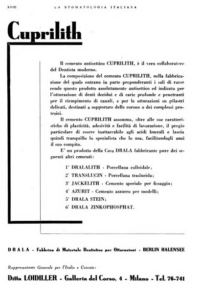 La stomatologia italiana organo ufficiale della Associazione nazionale culturale fascista stomato-odontologica