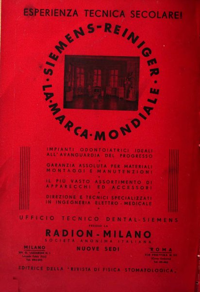 La stomatologia italiana organo ufficiale della Associazione nazionale culturale fascista stomato-odontologica