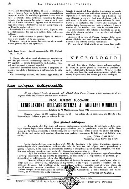 La stomatologia italiana organo ufficiale della Associazione nazionale culturale fascista stomato-odontologica