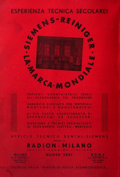 La stomatologia italiana organo ufficiale della Associazione nazionale culturale fascista stomato-odontologica