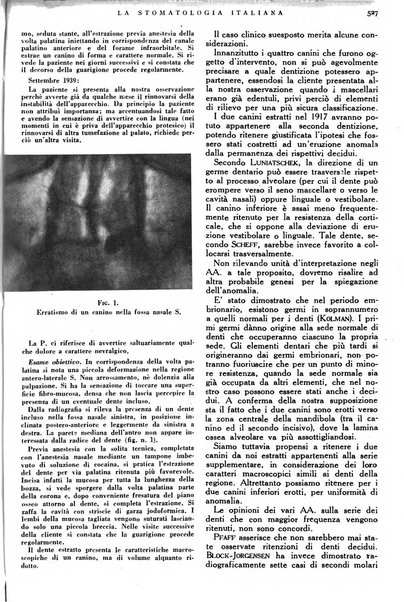 La stomatologia italiana organo ufficiale della Associazione nazionale culturale fascista stomato-odontologica