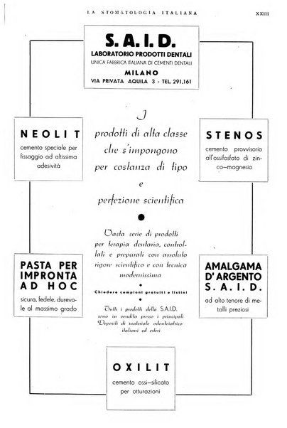 La stomatologia italiana organo ufficiale della Associazione nazionale culturale fascista stomato-odontologica