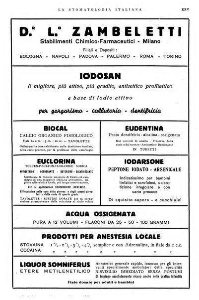 La stomatologia italiana organo ufficiale della Associazione nazionale culturale fascista stomato-odontologica