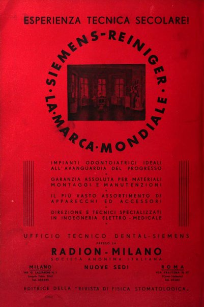 La stomatologia italiana organo ufficiale della Associazione nazionale culturale fascista stomato-odontologica