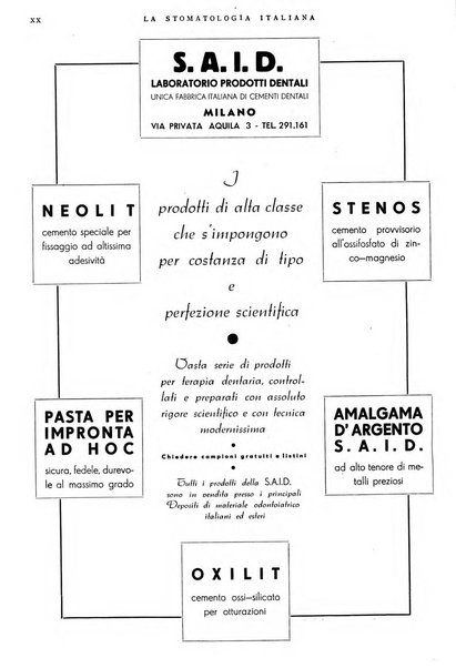 La stomatologia italiana organo ufficiale della Associazione nazionale culturale fascista stomato-odontologica