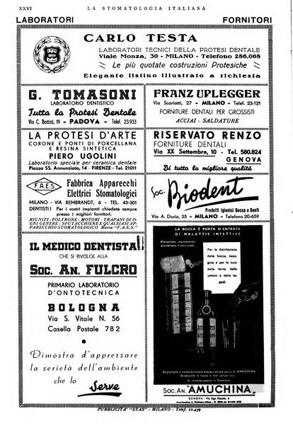 La stomatologia italiana organo ufficiale della Associazione nazionale culturale fascista stomato-odontologica