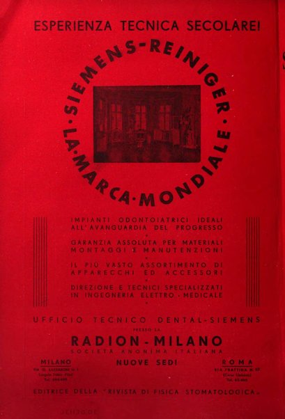 La stomatologia italiana organo ufficiale della Associazione nazionale culturale fascista stomato-odontologica