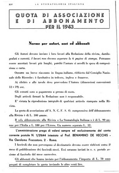 La stomatologia italiana organo ufficiale della Associazione nazionale culturale fascista stomato-odontologica