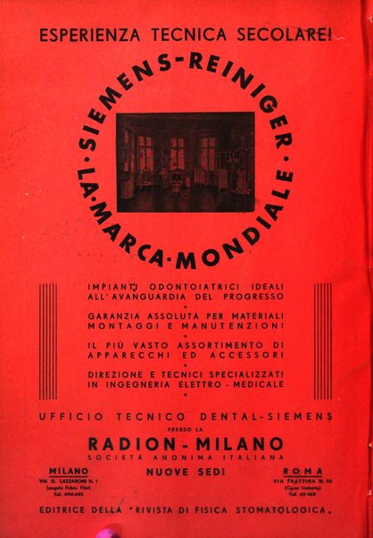 La stomatologia italiana organo ufficiale della Associazione nazionale culturale fascista stomato-odontologica