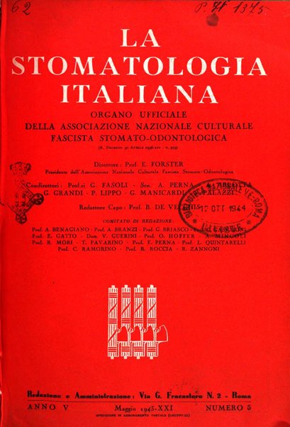 La stomatologia italiana organo ufficiale della Associazione nazionale culturale fascista stomato-odontologica