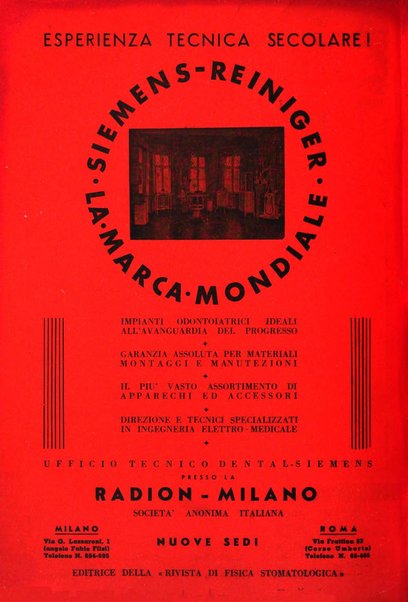 La stomatologia italiana organo ufficiale della Associazione nazionale culturale fascista stomato-odontologica