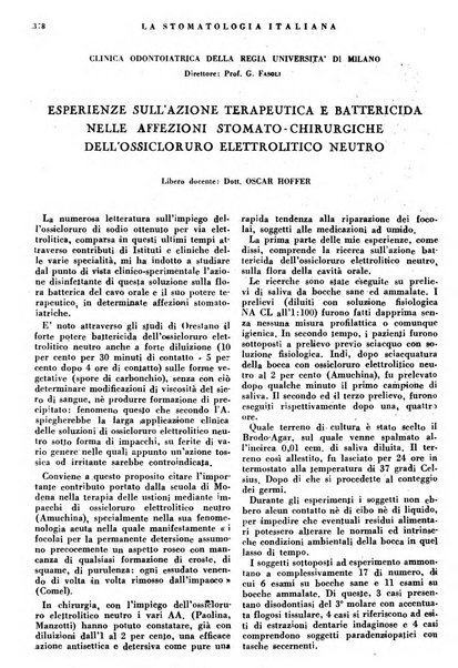 La stomatologia italiana organo ufficiale della Associazione nazionale culturale fascista stomato-odontologica