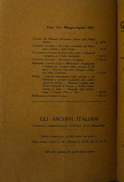 Gli archivi italiani rivista bimestrale di archivistica e di discipline ausiliare